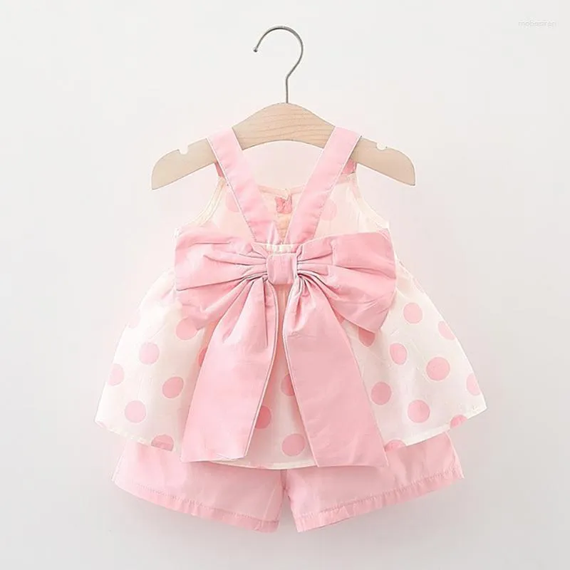 Kleidung Sets Baby Girl Clothes Sommer 2023 Modekindanzüge Bogenpunkte Style Cotton Kids Kleinkind 0-4 Jahre Kinderanzug