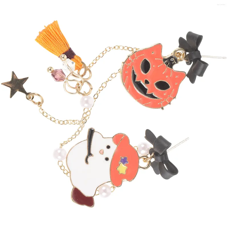 Naszyjniki wiszące 1 para kobiet upuszcza kolczyki Halloween słodkie asymetryczne dla dziewcząt