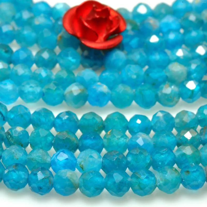 Loose Gemstones Natural Blue Apatite Faceted Round Beads Wholesale Gemstone Semi Precious Stone Bracelet Necklace Diy Jewelry Making 15"