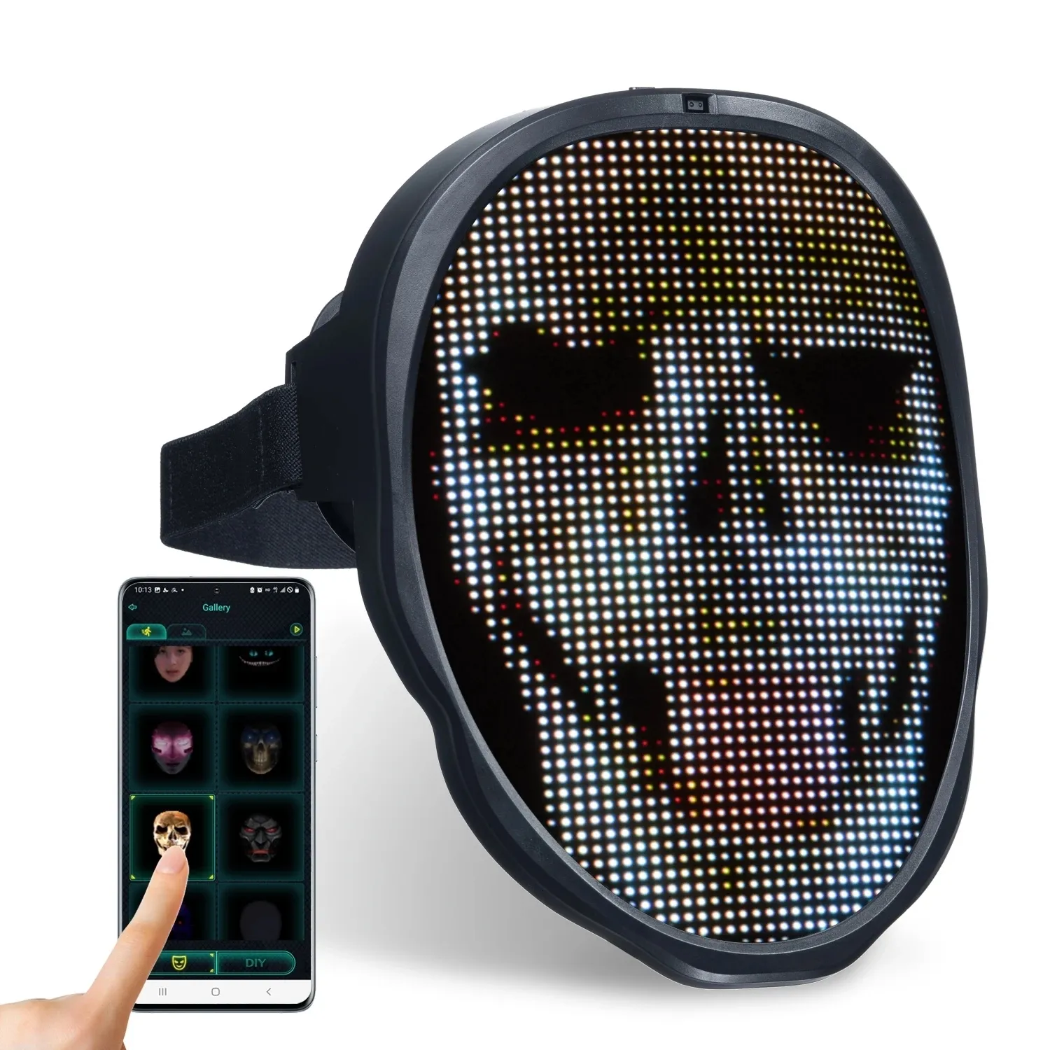 パーティーマスクBluetoothアプリコントロールゲームスマートカーニバルクリスマスRGBが輝く顔のディスプレイLED LED LED LED LEDライトアップマスクプログラム可能なDIY 230818