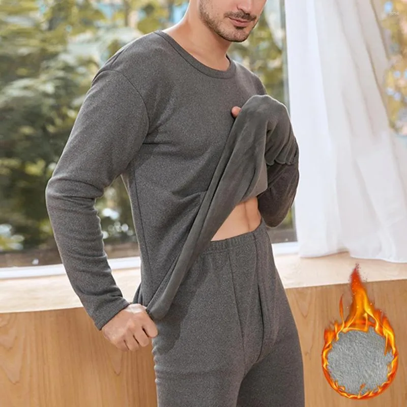Conjunto de ropa interior térmica para hombre, manga larga, pantalones  largos, capa base, forro polar, parte inferior para el frío invierno