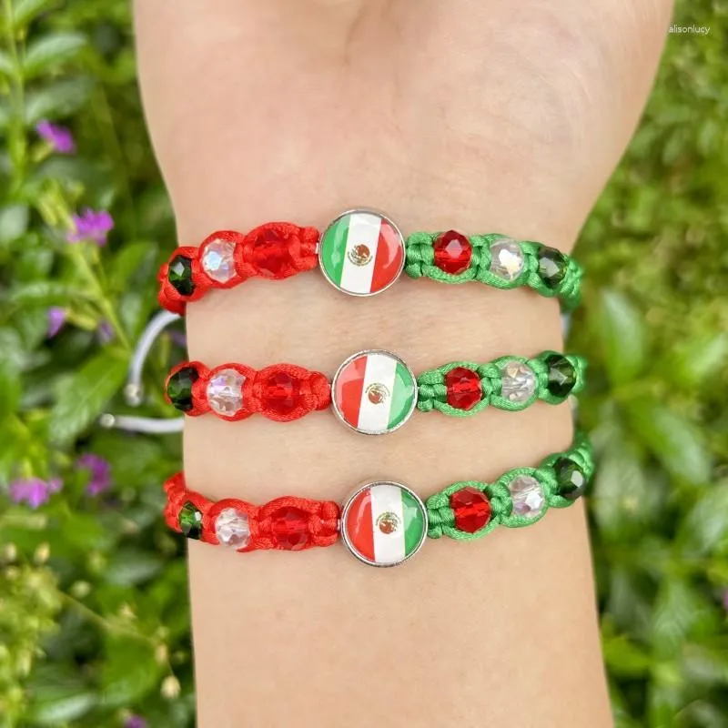 Bedelarmbanden mode sieraden handgemaakte gevlochten touw touw kristal kralen etnische Mexicaanse vlagarmband voor vrouwelijke mannen