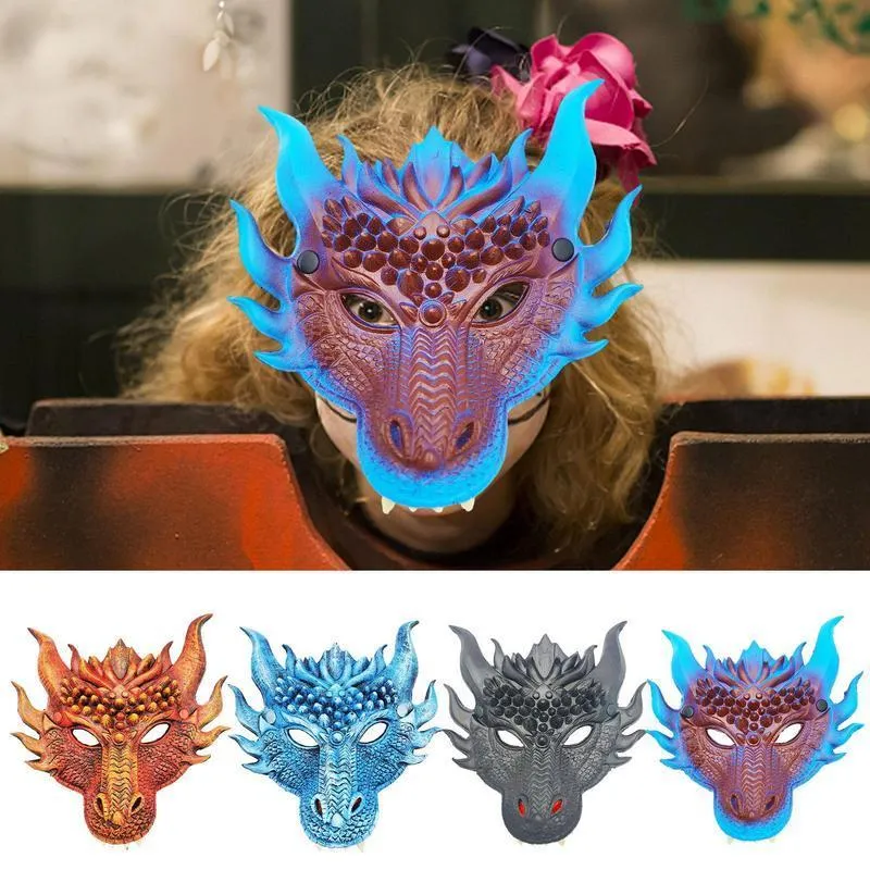 Maski imprezowe 3D Dragon Facehugger Halloween Masquerade Cover Niesamienne oddychanie pół tarcz dla cosplay Costume Część 230818