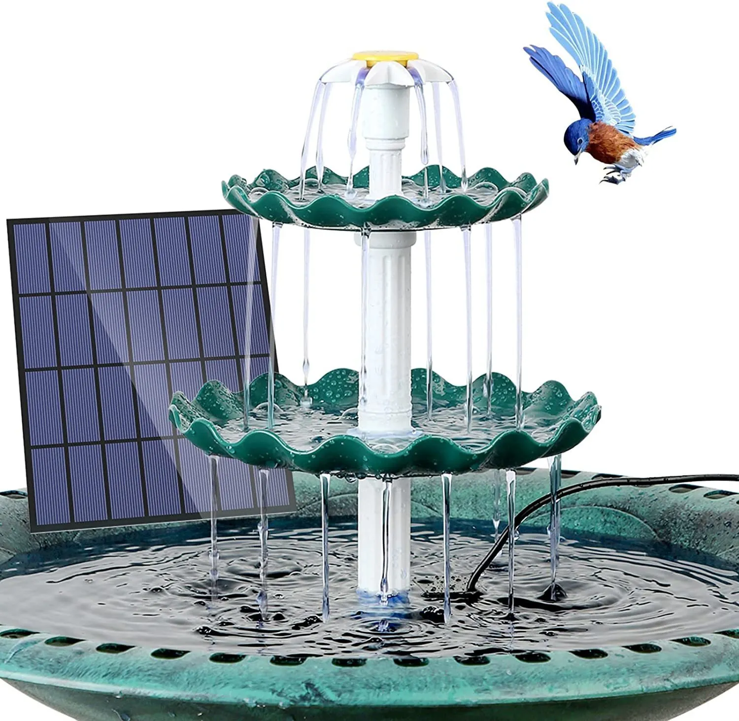 Bahçe Dekorasyonları 3 katmanlı kuş banyosu 3W güneş pompası Diy çeşmesi çıkarılabilir ve dekorasyon için uygun 230818