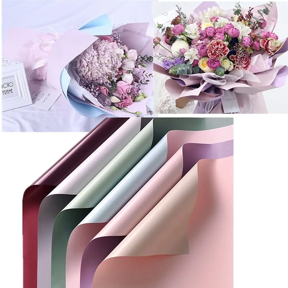 Bbj Wraps Waterproof Floral Wrapping Paper Sheets Fresh Flowers Bouquet Gift Packaging Korean Florist Supplies, 20 Sheets (Pink)