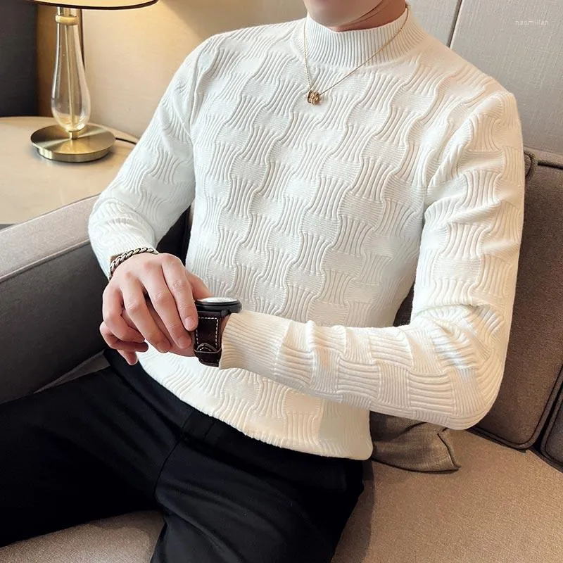 Herrtröjor Autumn Winter Fashion Long Sleeve For Men Clothing 2023 Simple Slim Fit Casual Turtleneck Knitwears Pull Homme Sale