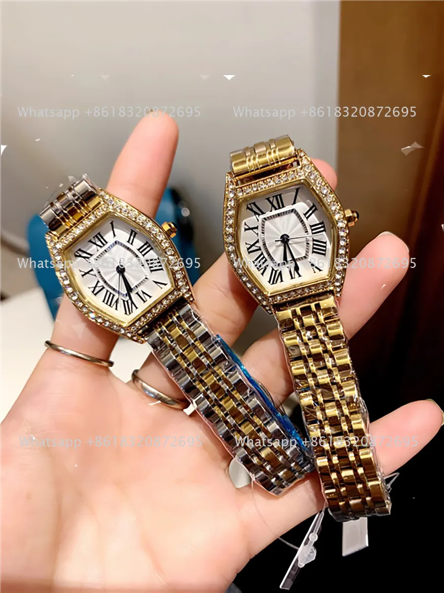 Mode pleine marque montres-bracelets femmes dames fille diamant Style luxe en acier métal Quartz réservoir avec Logo horloge CA 98