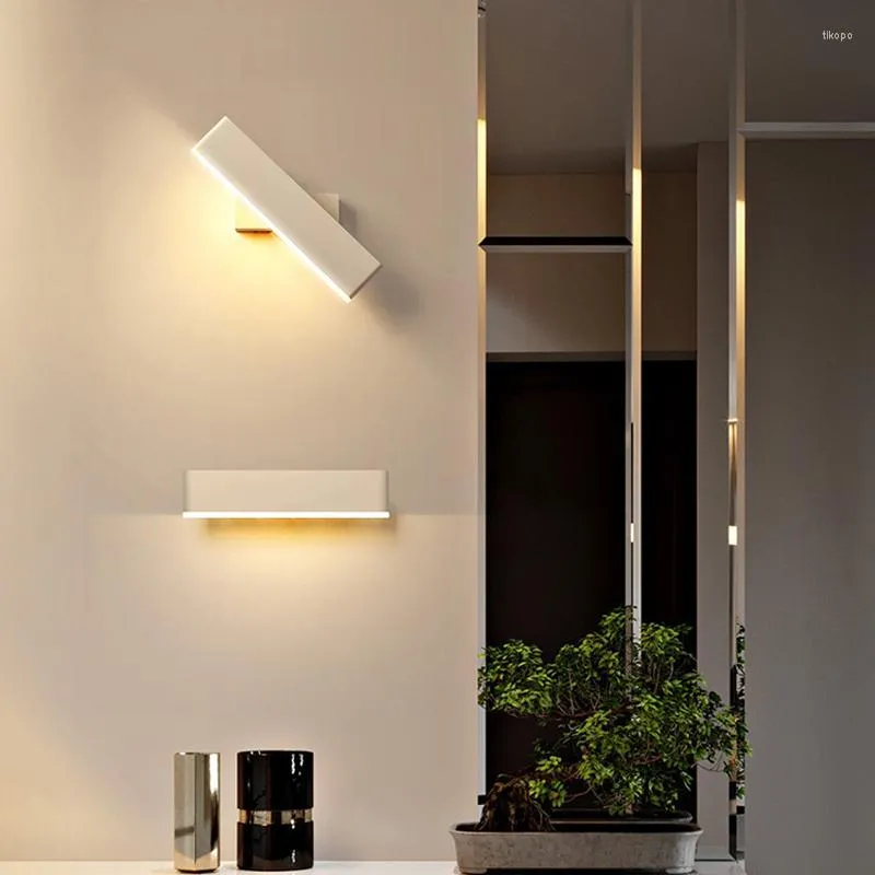 Duvar lambası başucu minimalist alüminyum döndürülebilir gövde basit modern LED lambalar yatak odası yaratıcı çalışma gece ışığı