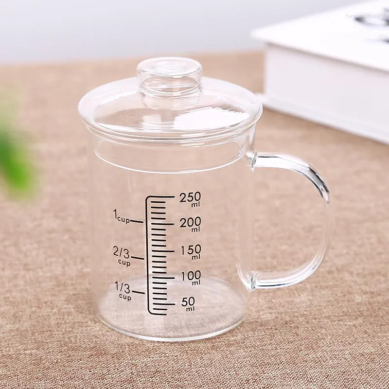 Mätverktyg Värmebeständig Glass Cup Children Milk Scale Mikrovågsugn Vatten Transparent täckning