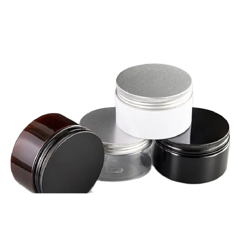 89dia. Navulbare fles brede mond cosmetische crème pot potje aluminium deksel wit zwart helder bruin plastic haarmasker potten 10oz 12oz 13oz 300 ml 350 ml 400 ml