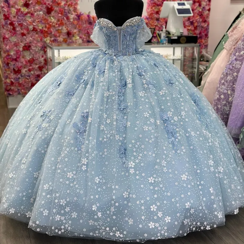 Sky Blue Princess Press Dress Dritleding Diritleding Party Draite Doreveles