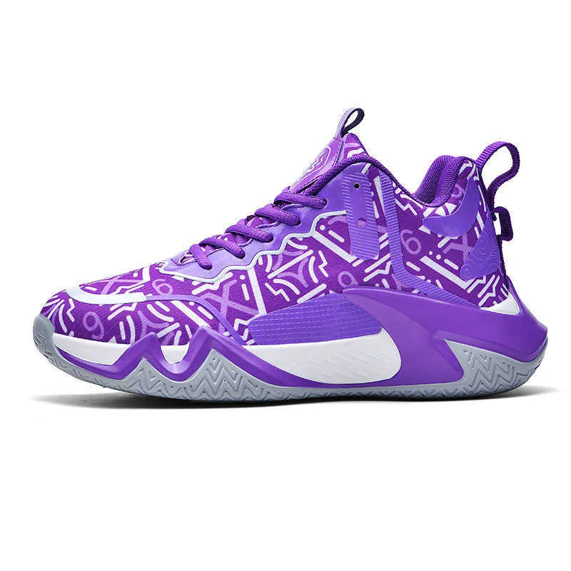 Youth Basketball Shoes Comfortable Sports Trainers Casual Sneakers For Men Purple Blue Gold Colors