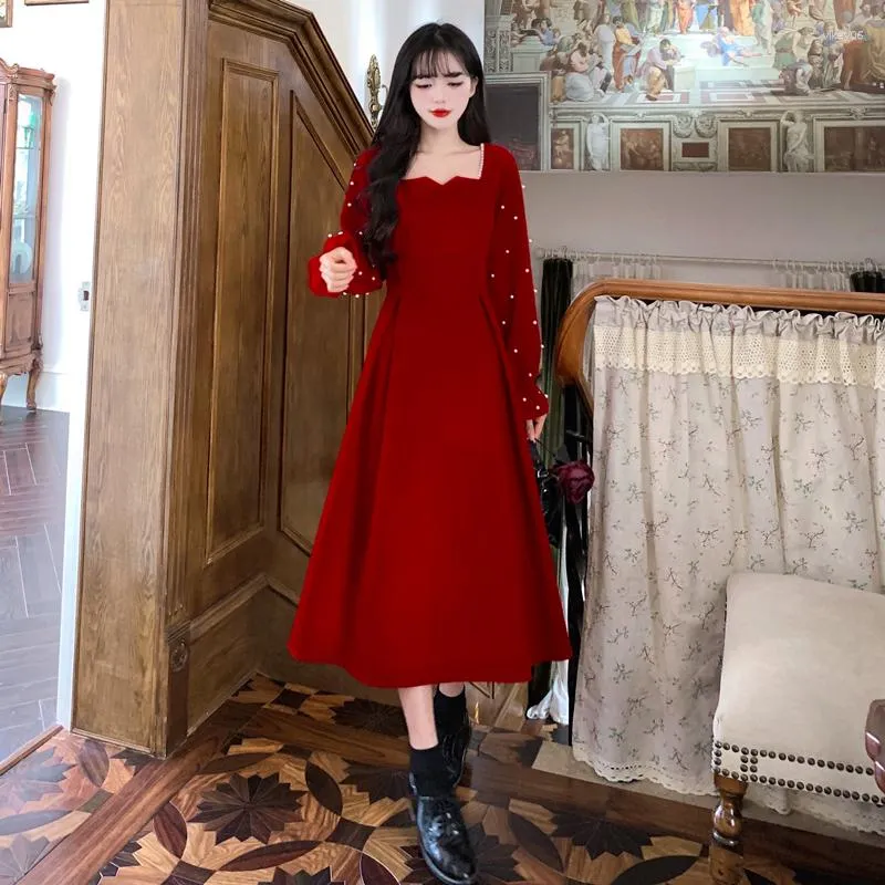 Casual Dresses Autumn Bigger Sizes Within The Women's FrenchVToast Fat Girl Party Led A Thin Hepburn Atmosphere Quality Velvet Dress