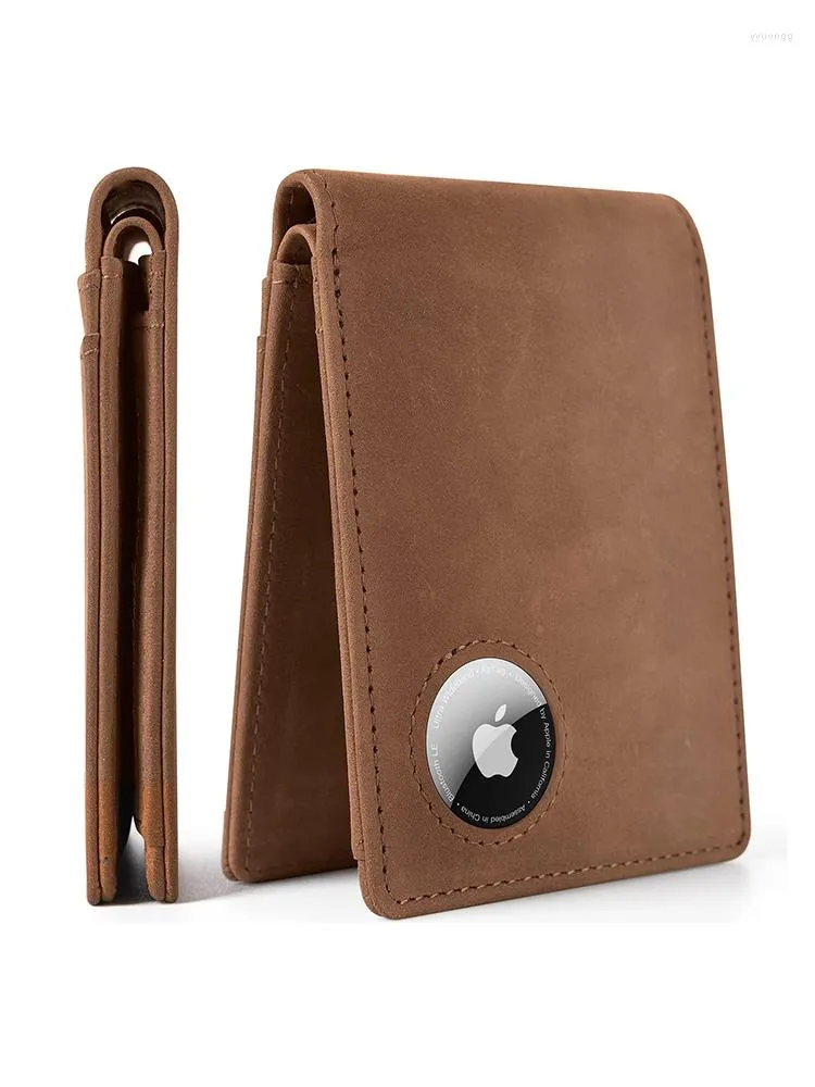 Plånböcker Holder Wallet för minimalistiska kort Retro Men's Airtag Apple Multi