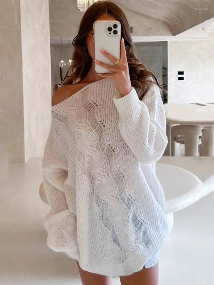 Womens Twisted Rope Knitted Sweater Loose Fit Solid Color Casual Cut Out Pullover Sweater With Hollow Out Design From Franceston 22.92 DHgate.Com