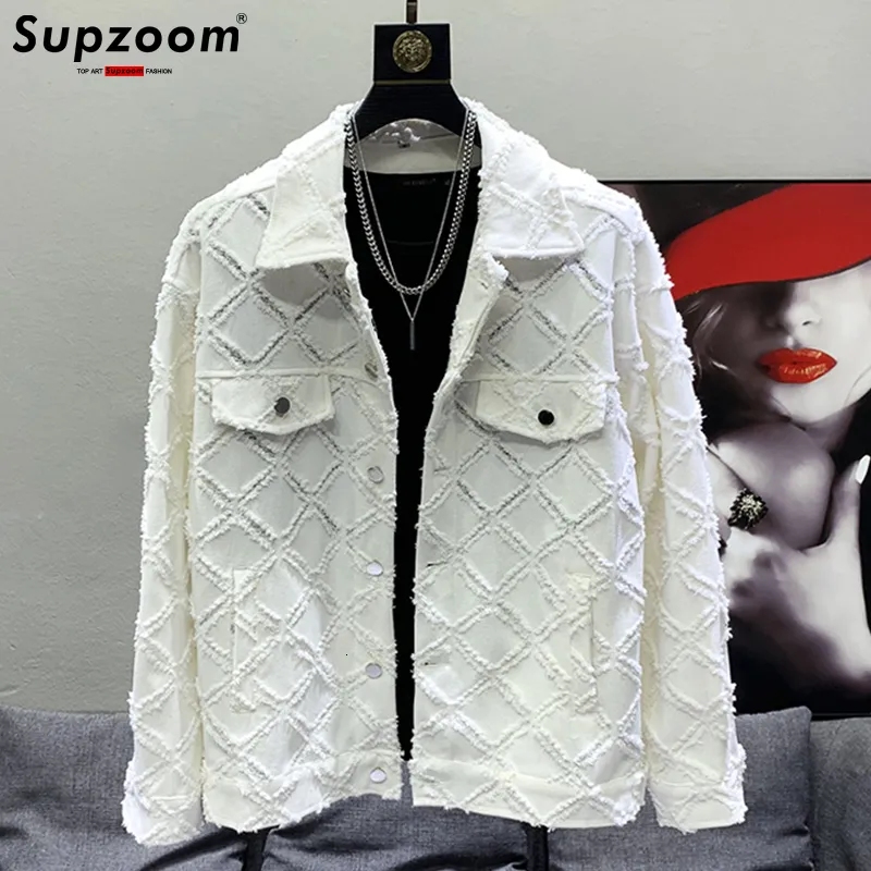 Hommes Vestes Supzoom Arrivée Top Mode Hommes Casual Denim Jeans Simple Poitrine Coton Solide Col Rabattu Court Bomber Veste 230818