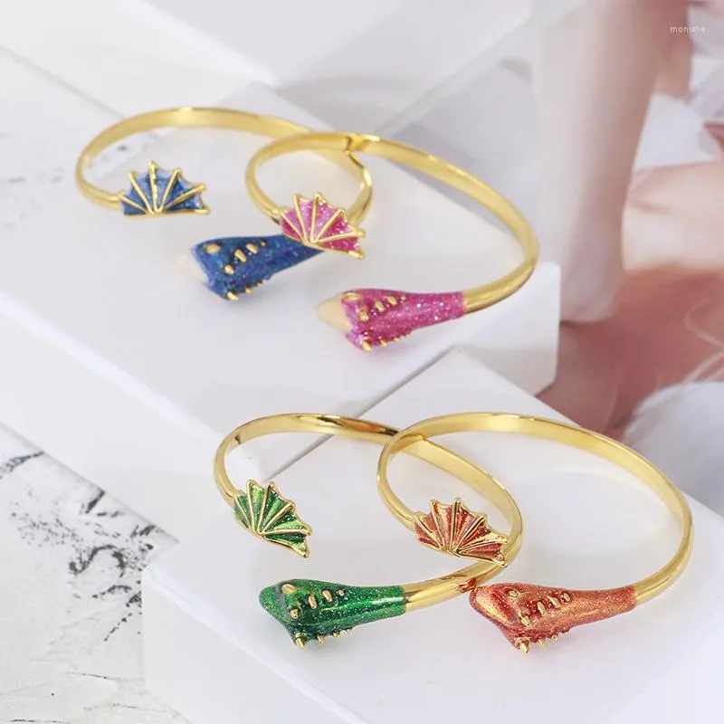 Bangle Luxury elegante jóias de dinossauros para mulheres coloridas esmalte de esmalte Bangles Bangles Acessórios Bom presente