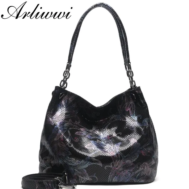 Çantalar arliwwi markası% 100 gerçek deri parlak çiçek kadın çanta kalay zinciri orijinal süet inek deri emed çantalar gy15