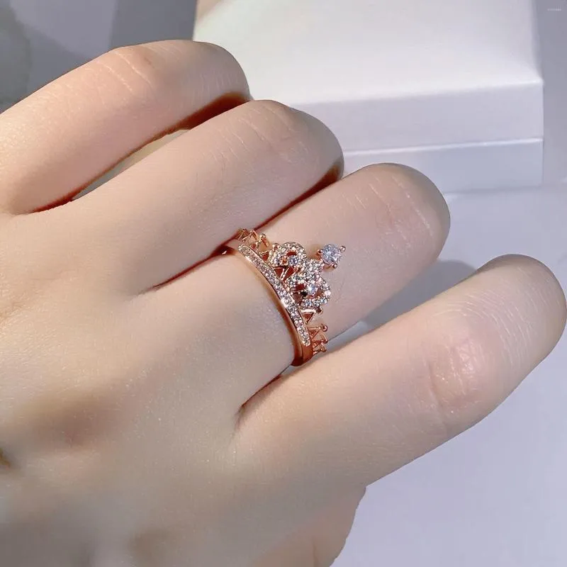 Anelli a grappolo Solid 14k Rose Gold Diamond Ring per donne Anillos de Bizuteria Wedding Bands Origine Gemstone femmine Girls Girls