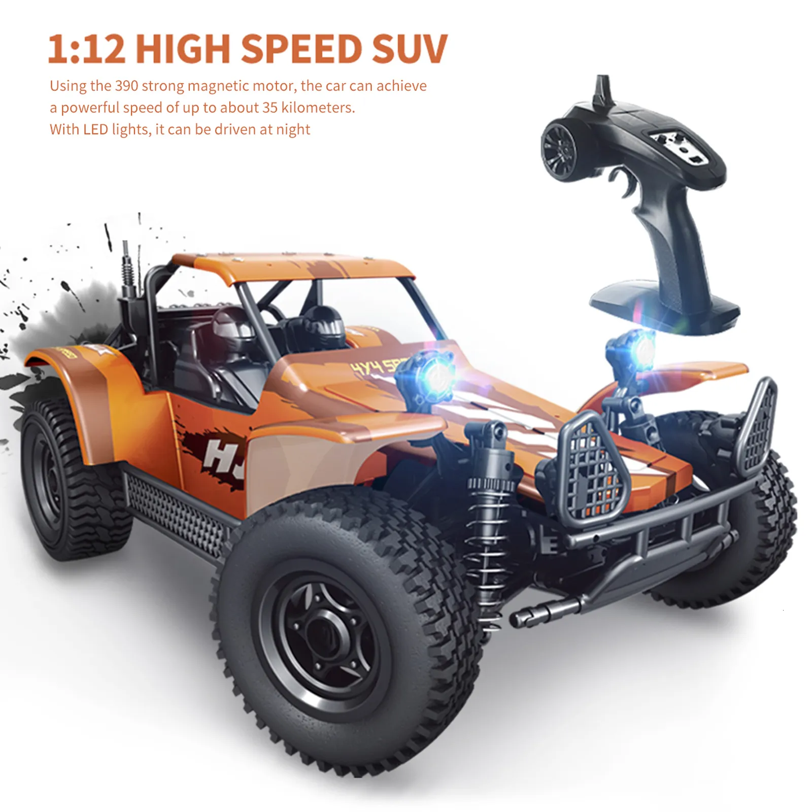 DIECAST Model zdalny samochód sterujący 1 12 2 4G wysokiej prędkości ciężarówka 35 km H 4WD poza drogą zabawka z LED dla dzieci dorosłych 230818