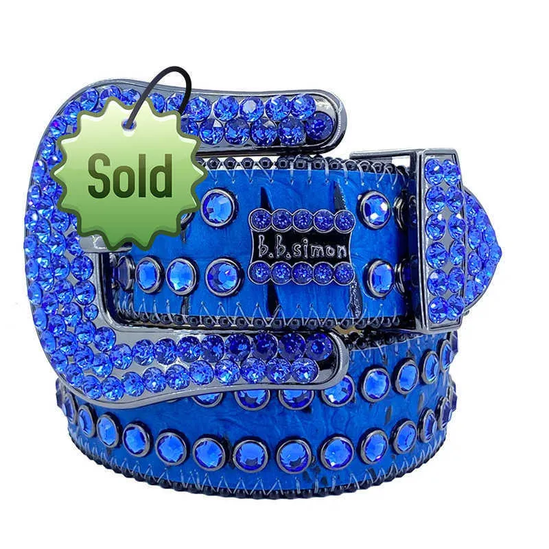 1Designer Bb Simon Ceintures pour Hommes Femmes Ceinture en diamant brillant Noir sur Noir Bleu blanc multicolore avec strass bling comme cadeau691aa