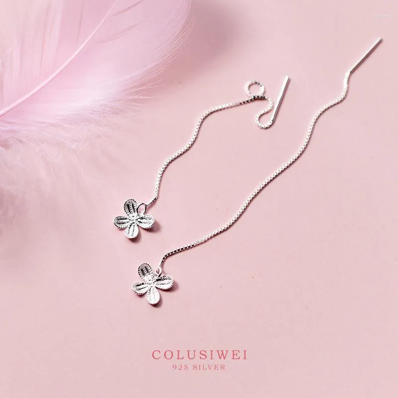 Dangle Earrings Colusiwei Authentic 925 Sterling Silver Long Tassel Cute Butterfly Flower Drop For Women Korea Jewelry Brincos