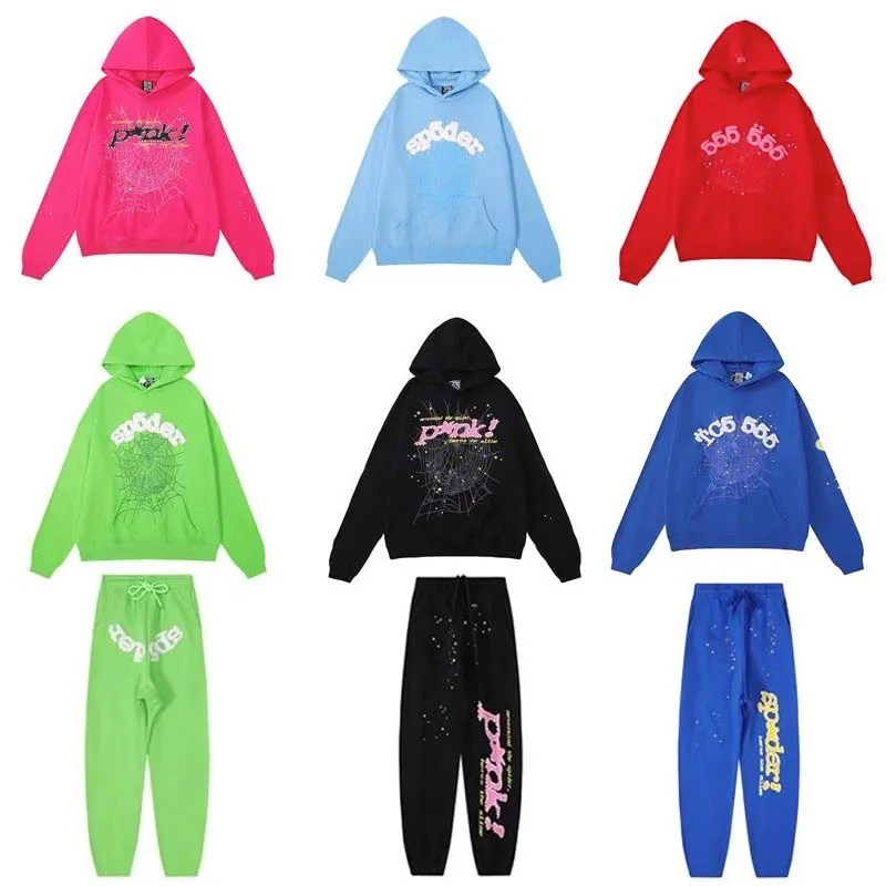 Sp5der Young Thug 555555 Mannen Vrouwen Hoodie Hoge Kwaliteit Foam Print Spinnenweb Grafische Roze Sweatshirts y2k Truien S-2XL