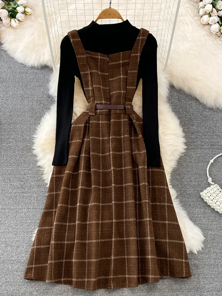 navy blue dress for baby girl Veronica Luxury Woolen Dress with Long Cardigan