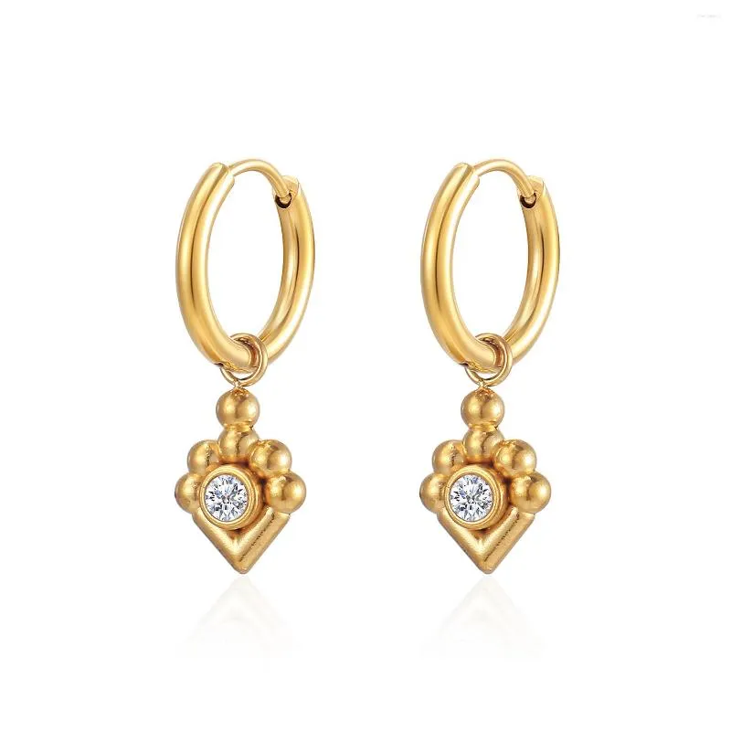 Boucles d'oreilles créoles en acier inoxydable Zircon pierre cercle délicat mode bijoux ronds cadeaux pour les femmes