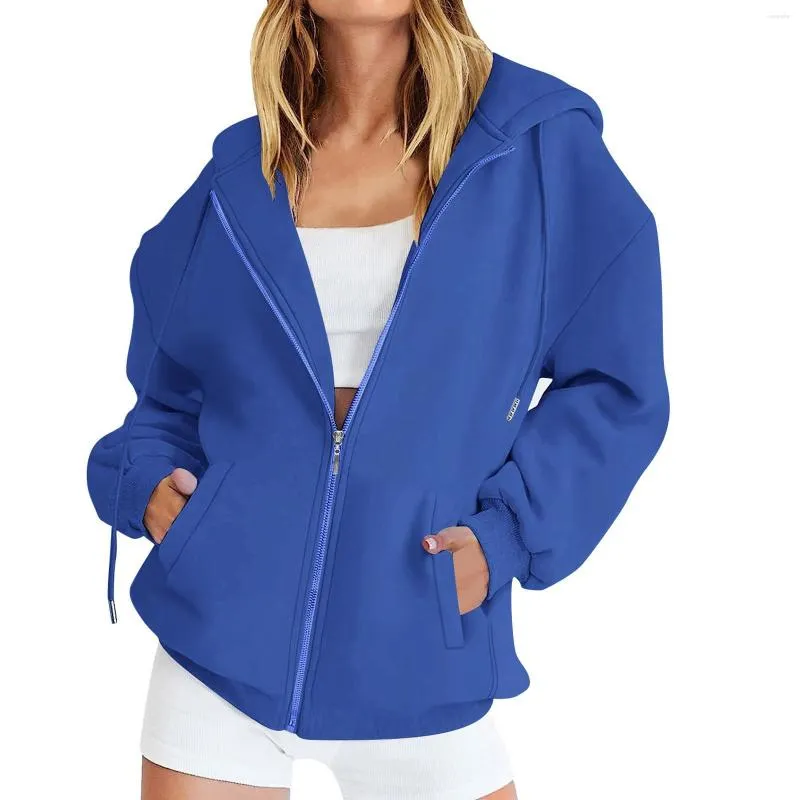 Ladies blue cheap zip up hoodie