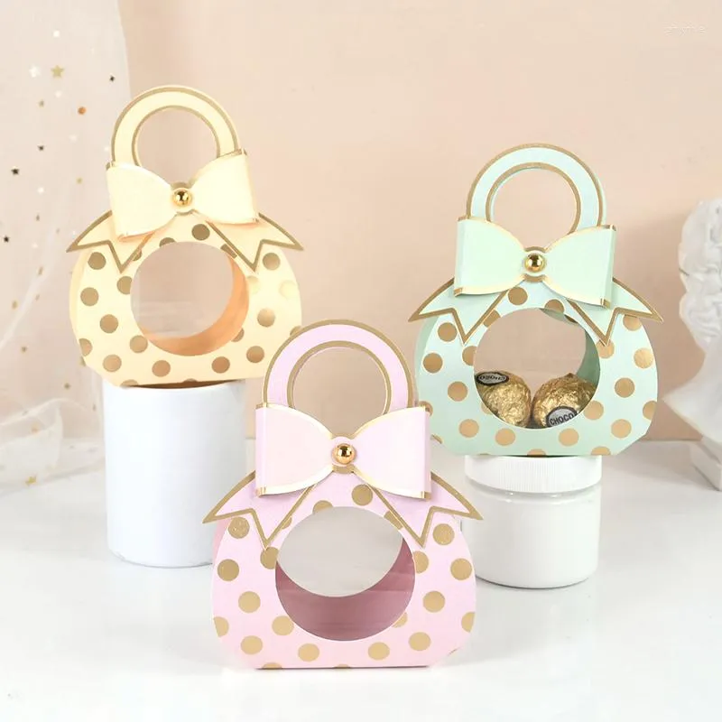 Gift Wrap 10Pcs Portable Handbag Paper Candy Chocolate Box Wedding Favor Decoration Birthday Party Boxes Package Supplies