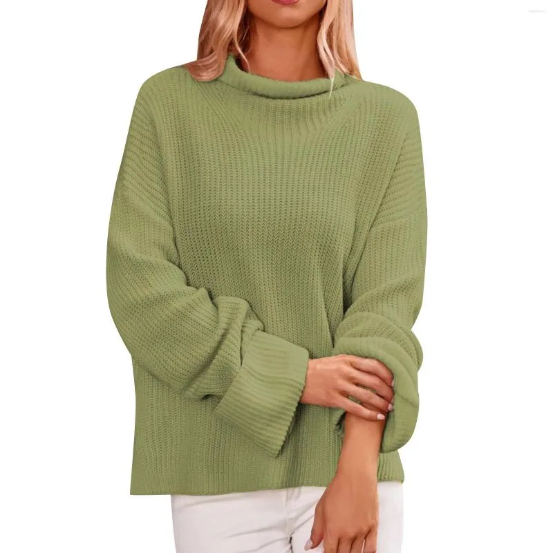 Women's Sweaters Fashion Turtleneck Pullover Sweater Flared Sleeve Long
