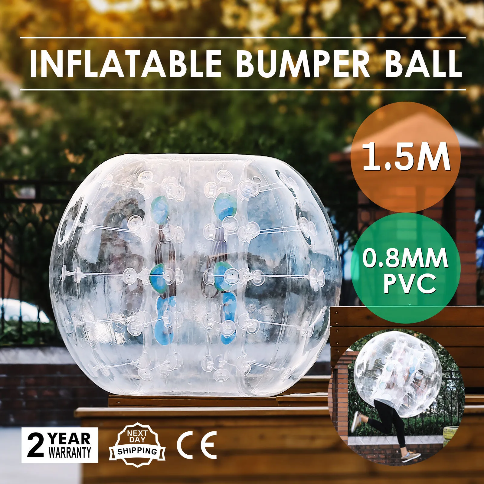 Outdoor fun & sports Inflatable ball Bumper Ball Zorb ball body Dia 4/5 ft  (1.2/1.5 m) Human Hamster Ball for Adults/Kids