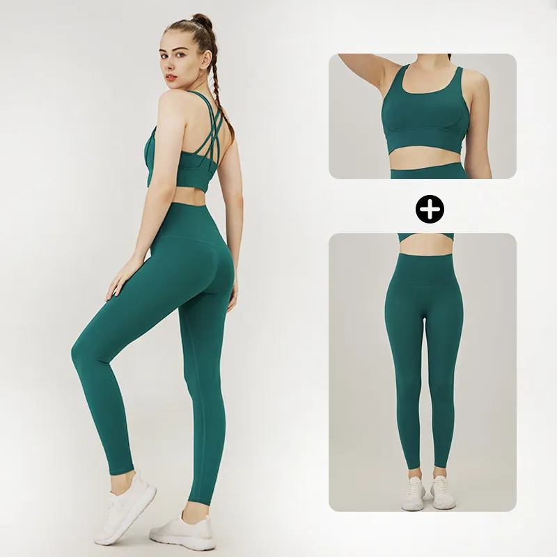 Lulu Classic Fashion Sexy Cross Back Naked Feeling Yoga Set High Waist Hip  Lifting Sports Fitness Pants Yoga Clothing Women Fashion From 23,93 €