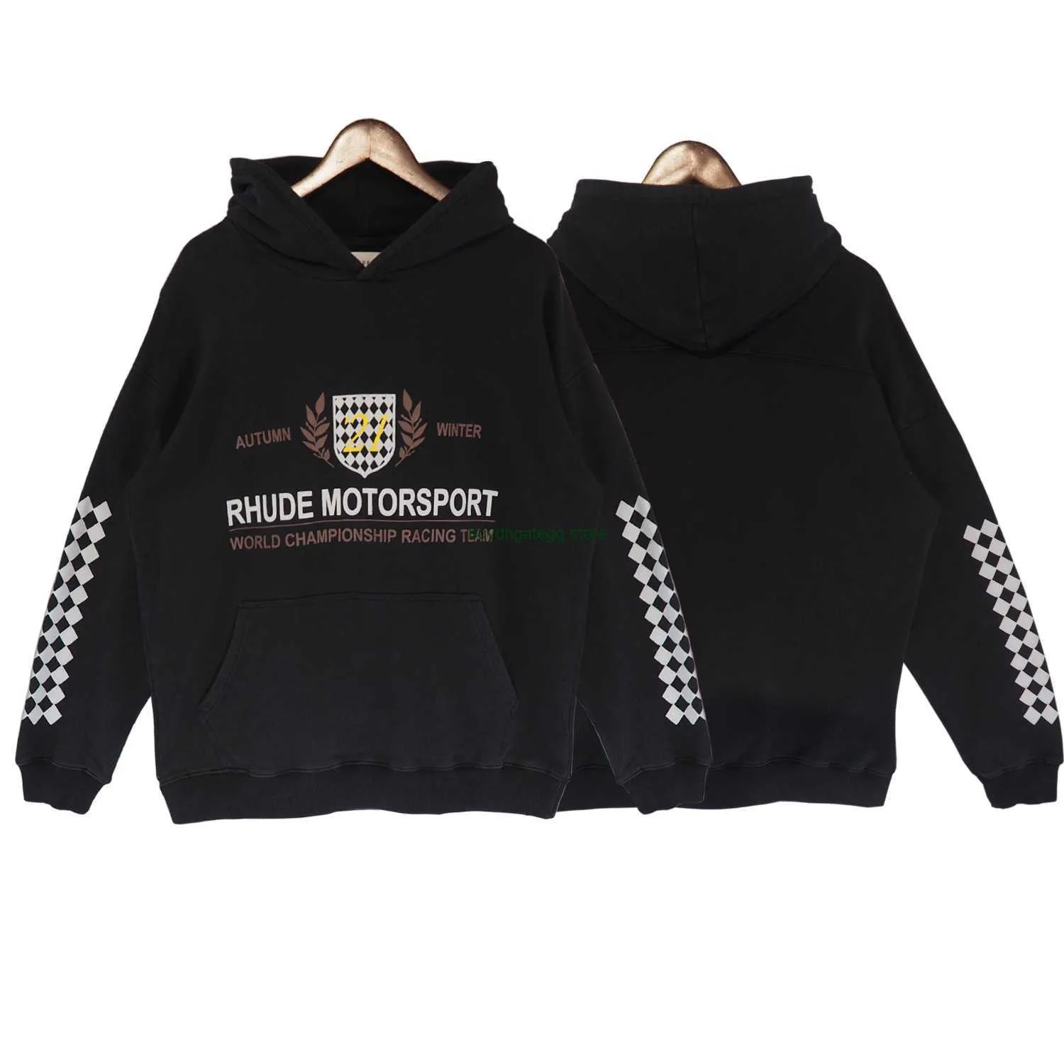 U61W Męskie Bluzy Bluzy Rhude High Street Fashion Brand Motorsport Letter Drukujący Amerykański Swater z kapturem dla mężczyzn i kobiet