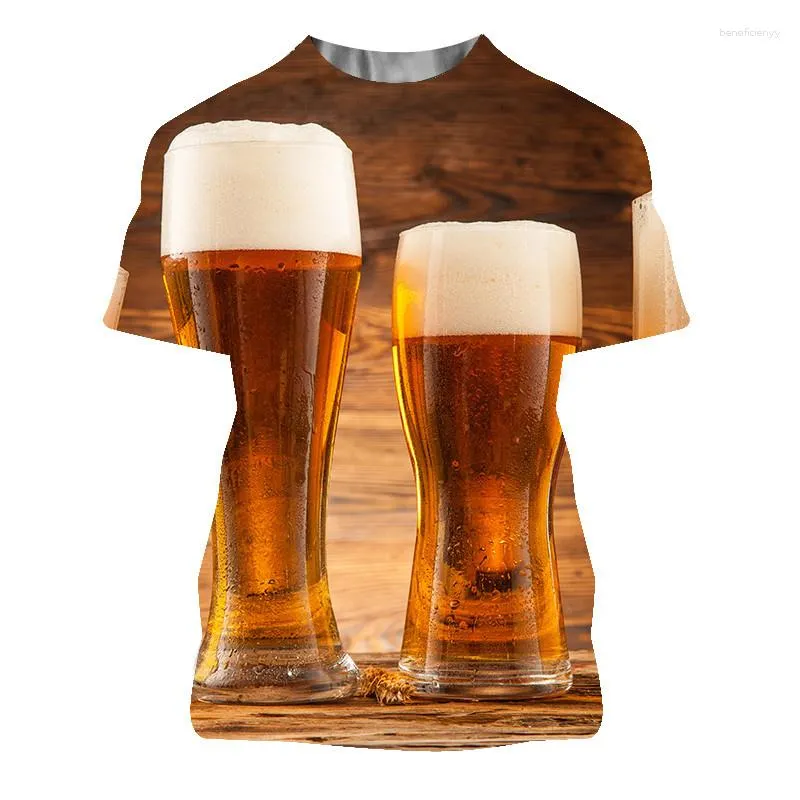 Men's T Shirts Summer Men Hip Hop Funny T-shirt Trend Alternative Fashion Beer Print Short Sleeve Classic Round Neck Large Size Quality