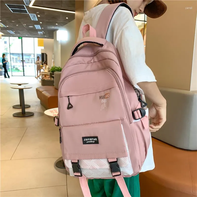 Bolsas escolares Moda de nylon de nylon de nylon de vários bolsos para meninas adolescentes garotas laptop casual laptop rucksack