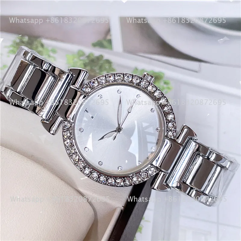 Mode pleine marque montres femmes dames fille diamant Style luxe métal acier bande Quartz horloge L90