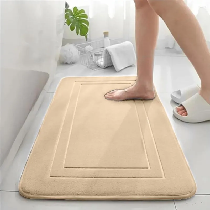 Carpets Non-slip Bath Rug Anti-slip Bathroom Quick Dry Memory Foam Mat Soft Water Absorbent For Shower Tub Machine