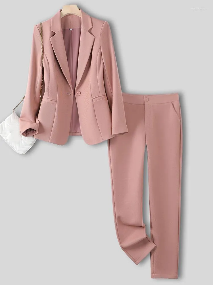 Autumn Formal Wear Set For Women Pink, Blue, And Black Blazer And Pant Suit  With Jacket And Next Ladies Trouser Suits From Matthewaw, $53.69