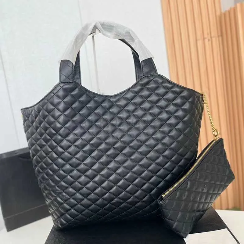 DHgate LouLou Genuine Leather Large Tote Bag for Women Stylish Spacious Lattice Handbag for Shopping Beach and Travel Bags Luggage Accessories