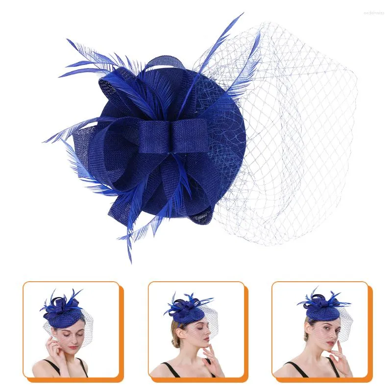 Bandanas fascinators hoed thee feest sluier mesh hoofdband banket hoofddeksel met voor en (koninklijk blauw)