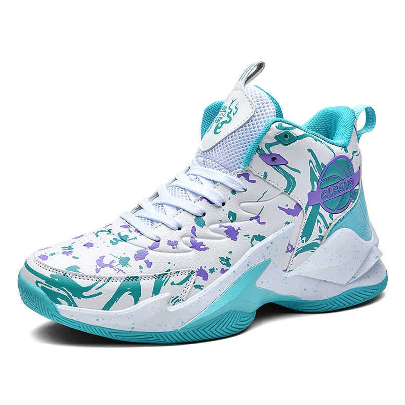 blue and white youth basketball shoes