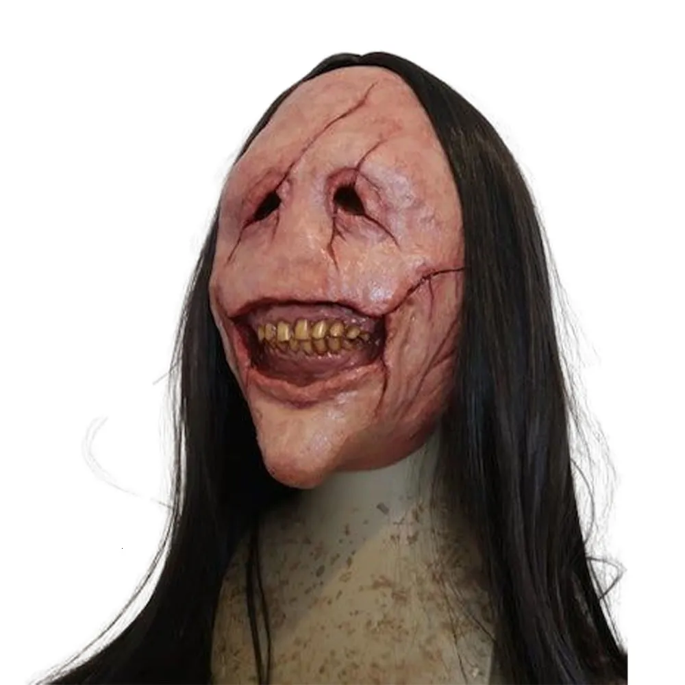 Party Masks Halloween Devil Mask Horror Long Hair Demon Mask Party Decoration Horrible Latex Mask Props Cosplay Costumes 230818