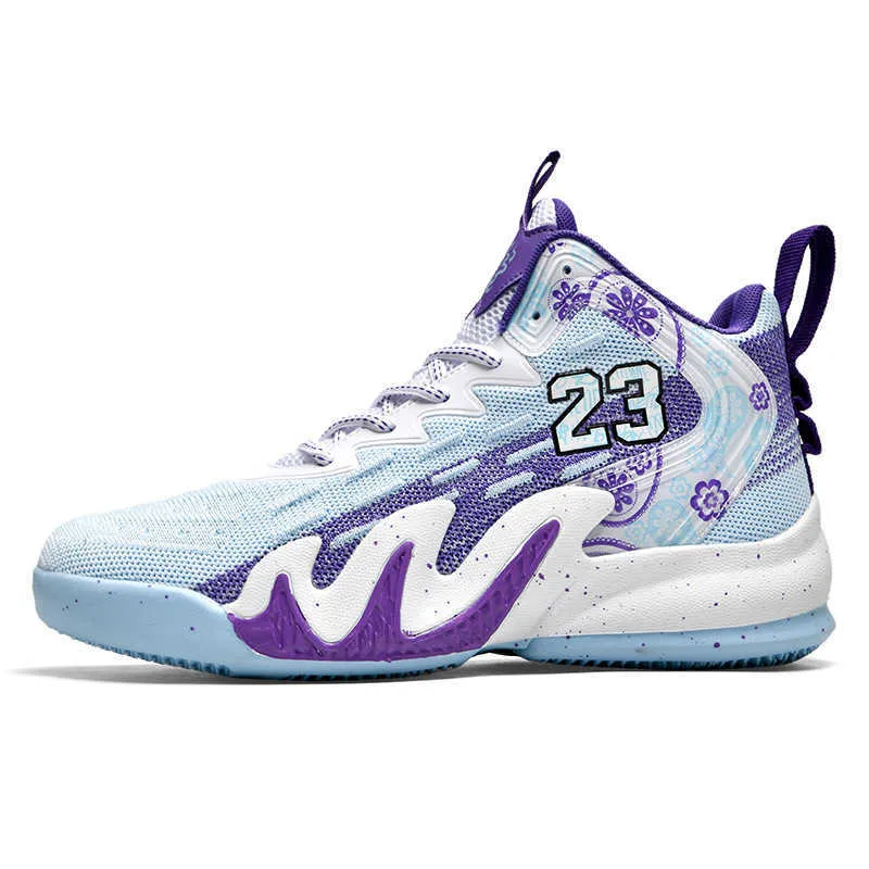 Femmes Hommes Confortable Violet Bleu Basketball Chaussures Haut Haut Jeunes Sport Formateurs Mode Casual Baskets