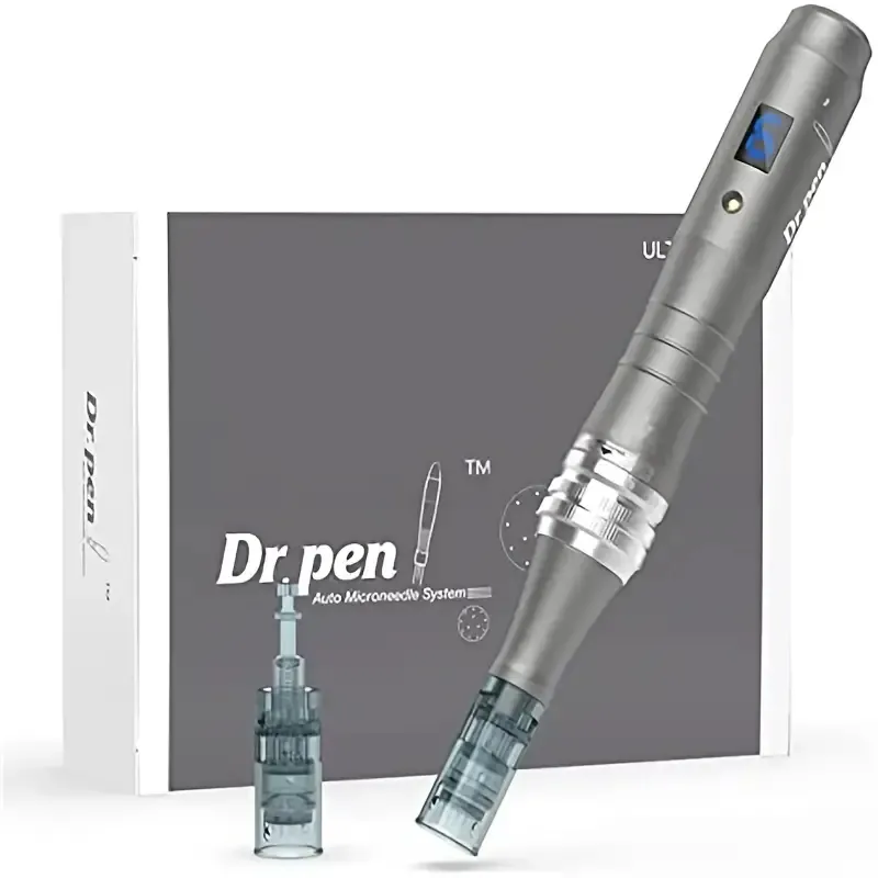 M8 Electric Professional Microneedling Pen - Wireless Derma Auto Pen - Bästa hudvårdsverktygssats för ansikte och kropp - 2st 16 -stifts patroner