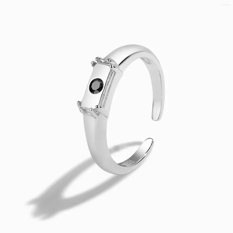 Cluster Rings 2023 Selling High-end Black Gemstone S925 Sterling Silver Simple And Luxurious Opening Art Ring In Europe America