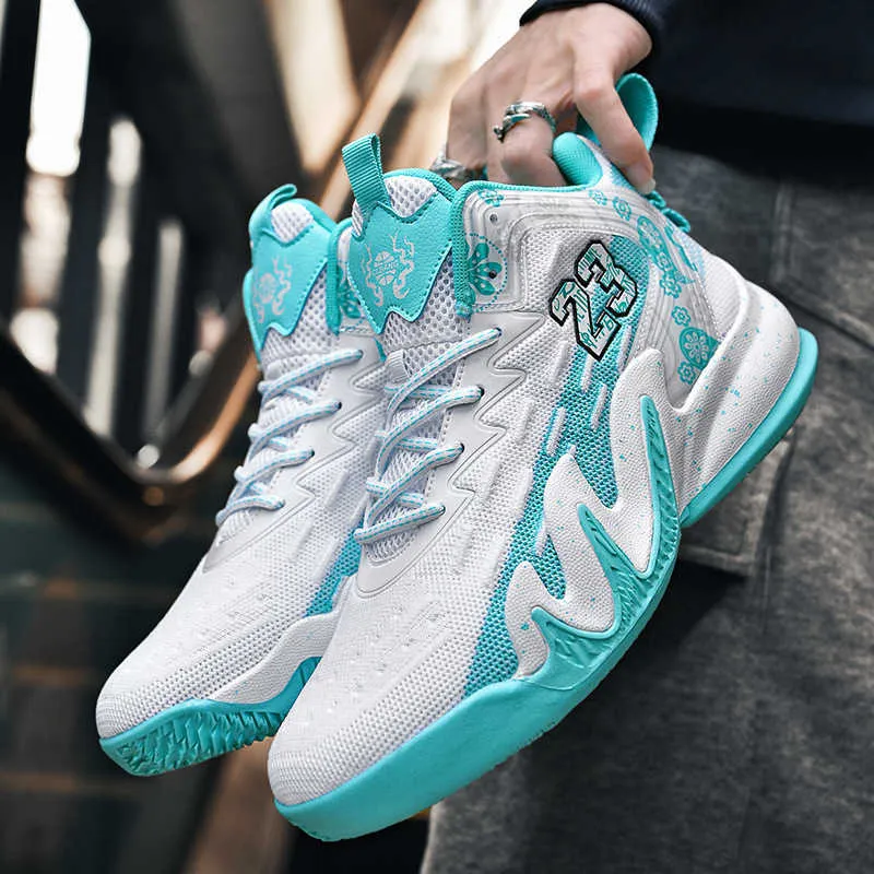 Unisex Mid Cut Basketball Shoes with Leather Mesh Upper and  display picture 2