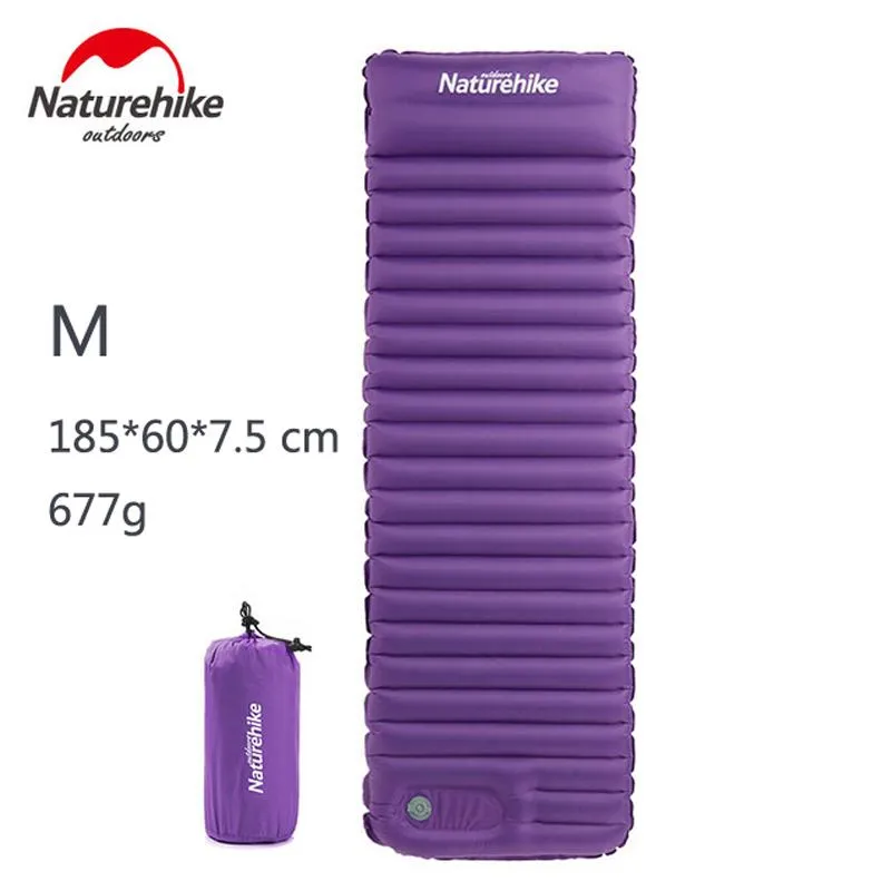 Estera Naturehike, cama de aire de 7,5 cm de espesor, estera de Camping con almohada, colchoneta ligera para dormir para tienda de campaña al aire libre, colchón inflable para estera de tienda