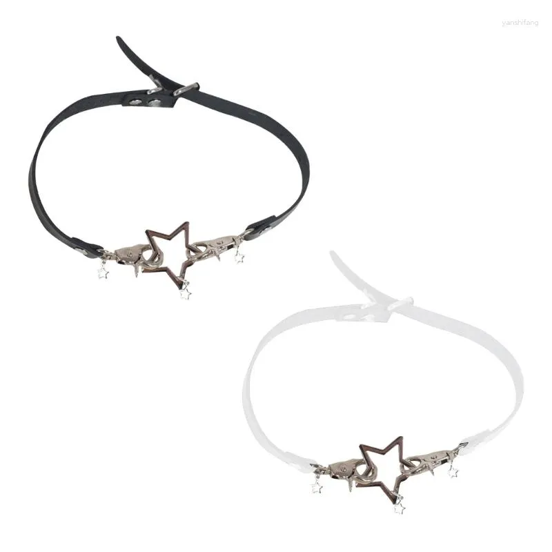 Chaînes Q0KE Harajuku pentagramme tour de cou en cuir pour femmes doux Cool tendance collier collier Punk foncé accessoires Y2k bijoux